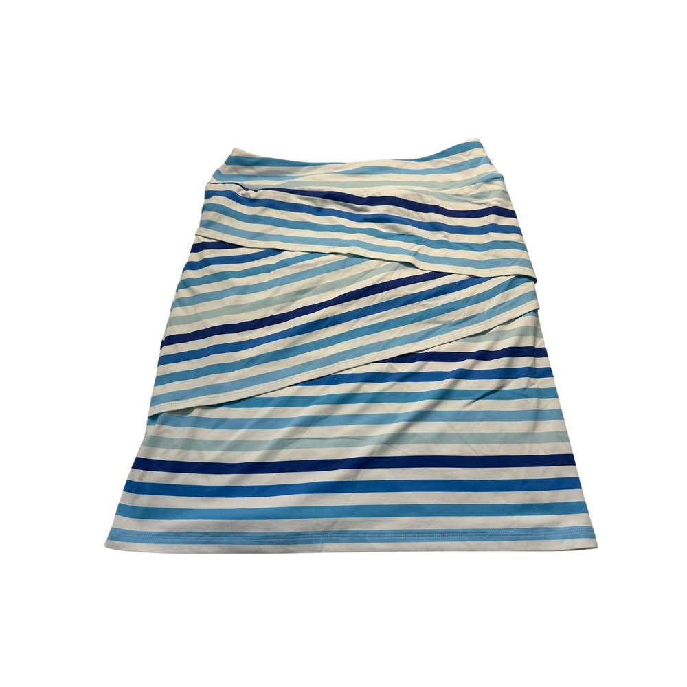 J.McLaughlin Skirt Women XS Blue Excellent Striped Layered A-Line Catalina Cloth
